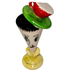 VTG Anthropomorphic Ceramic Lady Head Salt Shaker Mid Century Kitsch Figurine